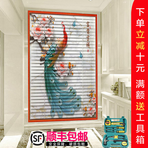 免打孔铝合金百叶窗 厨房防油卷帘卧室遮光弹簧升降式防水卫生间