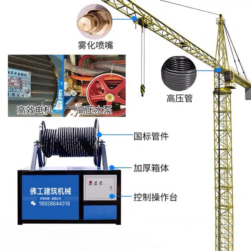 建筑工地塔吊喷淋系统塔机喷水洒水造雾机除尘喷雾机防尘降温设备