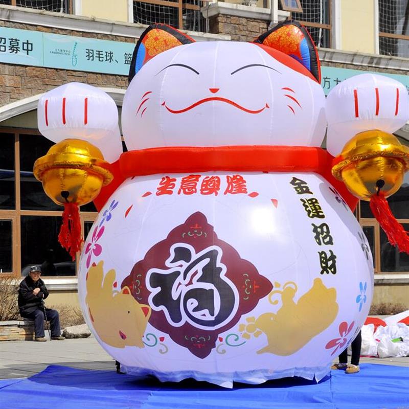 充气招财猫 虎财神卡通气模 发财猫公仔 吹气开业广告拱门