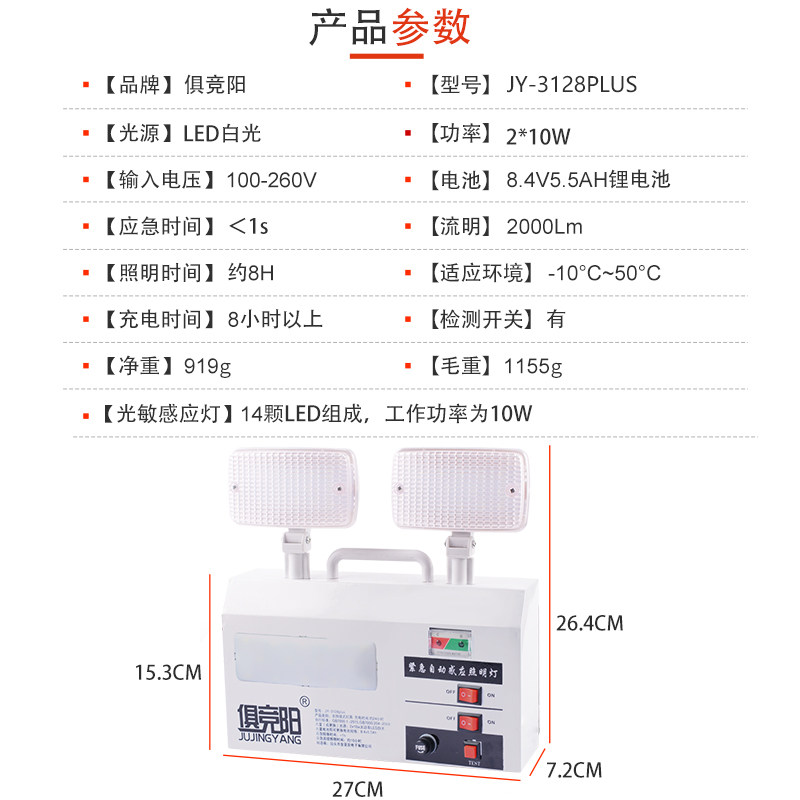 应急灯人体感应超长续航停电家用防盗楼道疏散双头壁挂消防照明灯