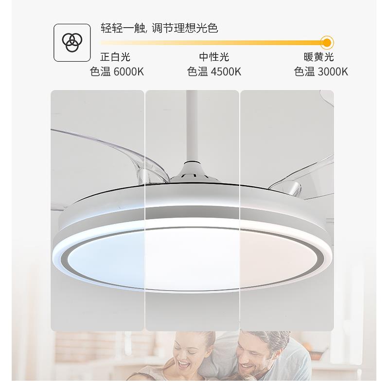 舒乐48/52寸简约大尺寸客厅静音变频正反转隐形扇灯一体家用风扇