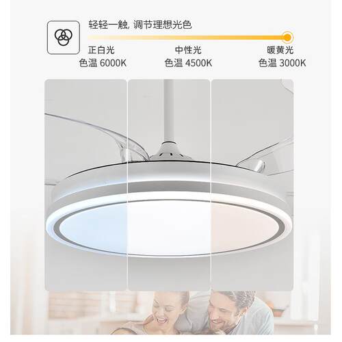 舒乐48/52寸简约大尺寸客厅静音变频正反转隐形扇灯一体家用风扇