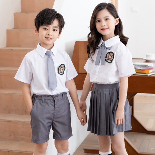 幼儿园园服夏季小学生校服夏装白衬衫毕业照夏儿童学院风班服套装