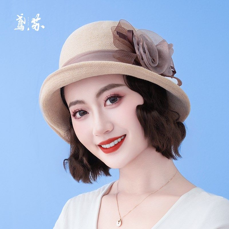 带假发帽子头发一体2024夏季新款短卷发可拆卸女士时尚水波纹短发