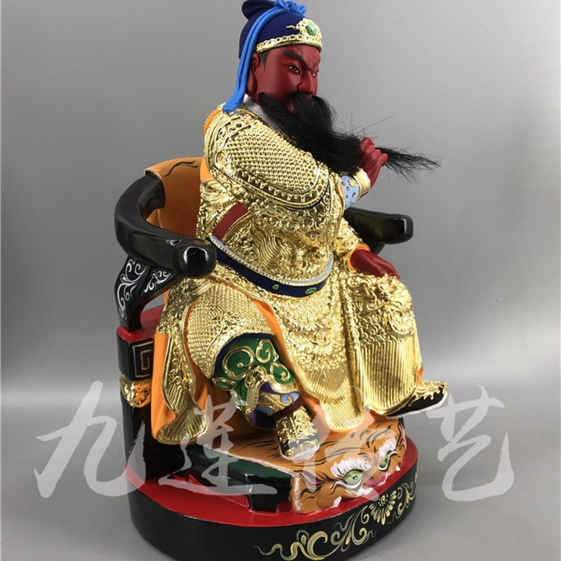 木雕人物神像关公武财神关帝圣君关二爷香樟木精雕九莲木雕精品