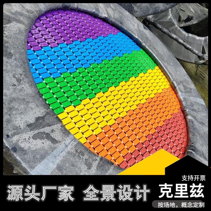 户外地蹦床T公U游乐设P圆形弹备452跳儿童园景区埋地弹簧床亲子互