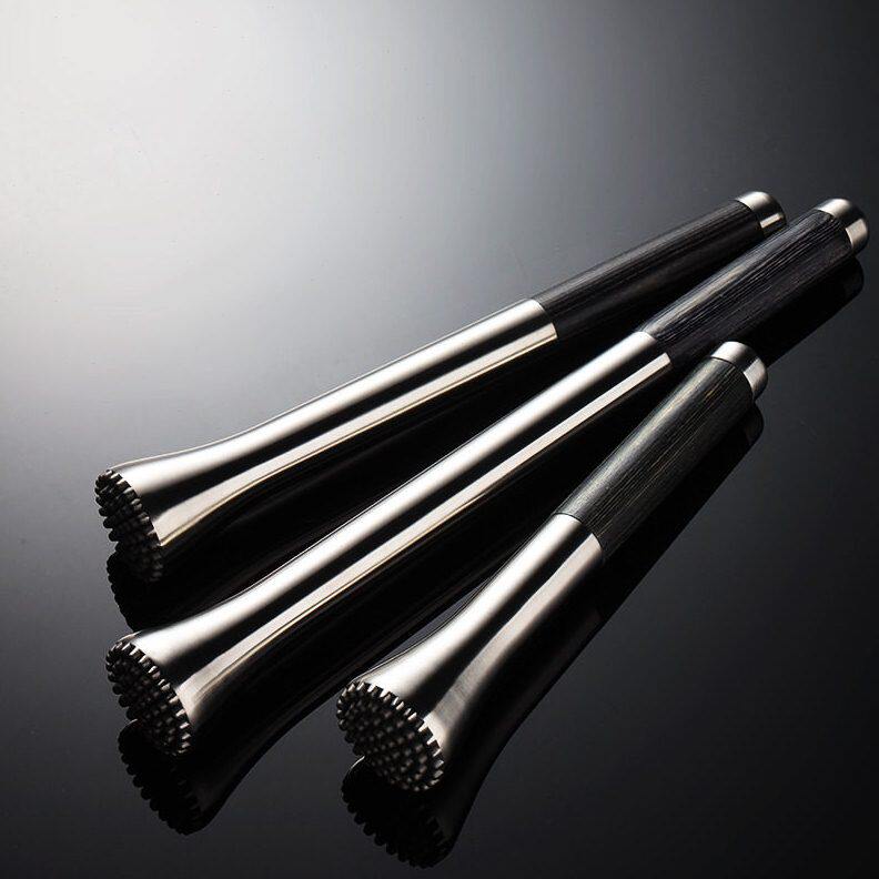 埃恩304不锈钢碎冰棒冰锤黑彩木手柄鸡尾酒柠檬压汁棒调酒工具