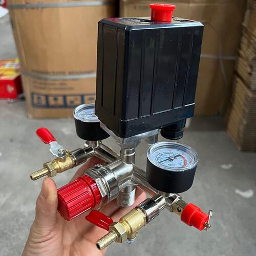 空压机巴马支架开关总成1/4*M8活接球阀带气嘴气咀调压阀气泵配件