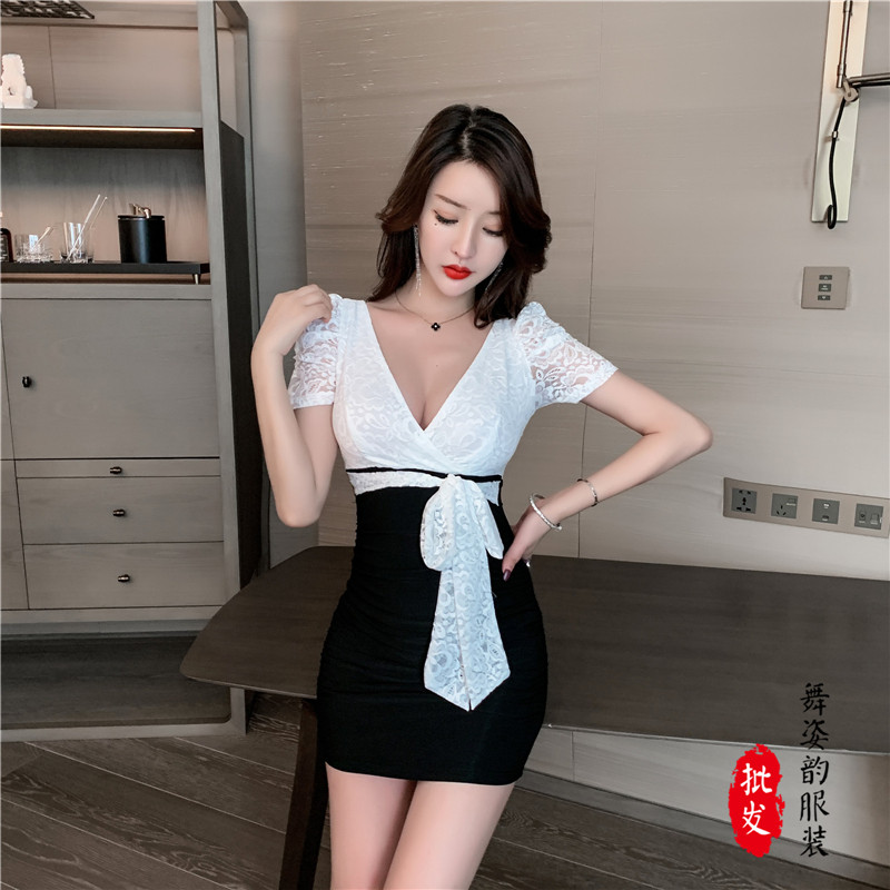 桑拿浴场洗浴技师工作服女KTV小姐连衣裙收腰显瘦按摩性感工装夏