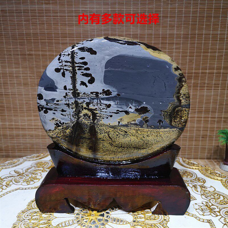 包邮奇石广西草花石国画石观赏石原石图案居家装饰办公桌转运摆件