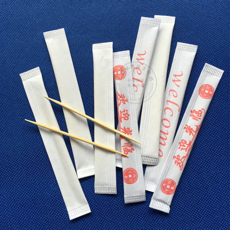 单根一次性双头白皮书写纸牙签机制三边压合独立包装酒店餐厅牙签