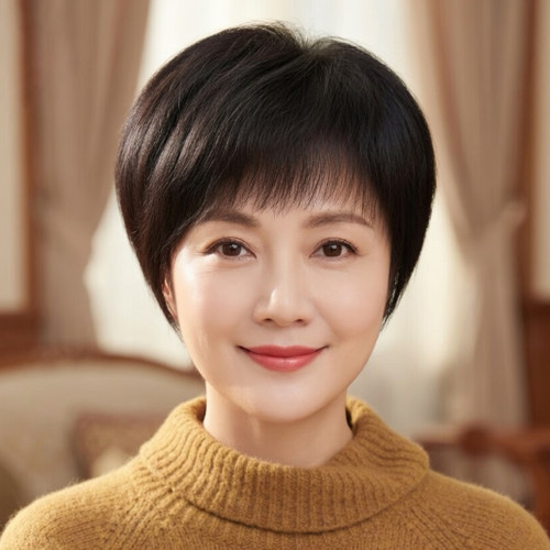 假发全头套女真人发丝直发短发中老年女妈妈款高端自然全真发头套