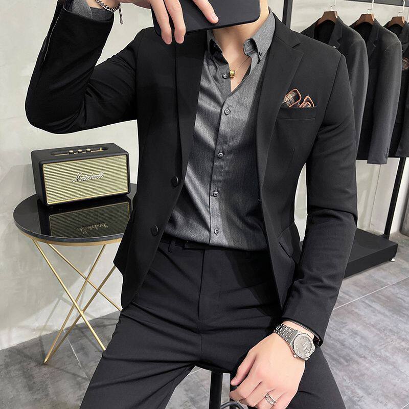 西服套装男士修身商务正装上班西装职业伴郎服新郎结婚礼服春潮男