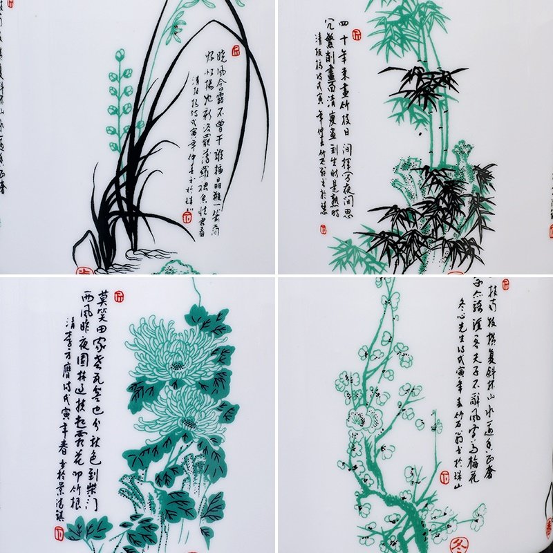 景德镇陶瓷器仿古粉彩笔筒创意时尚办公室书房装饰摆件教师节礼品