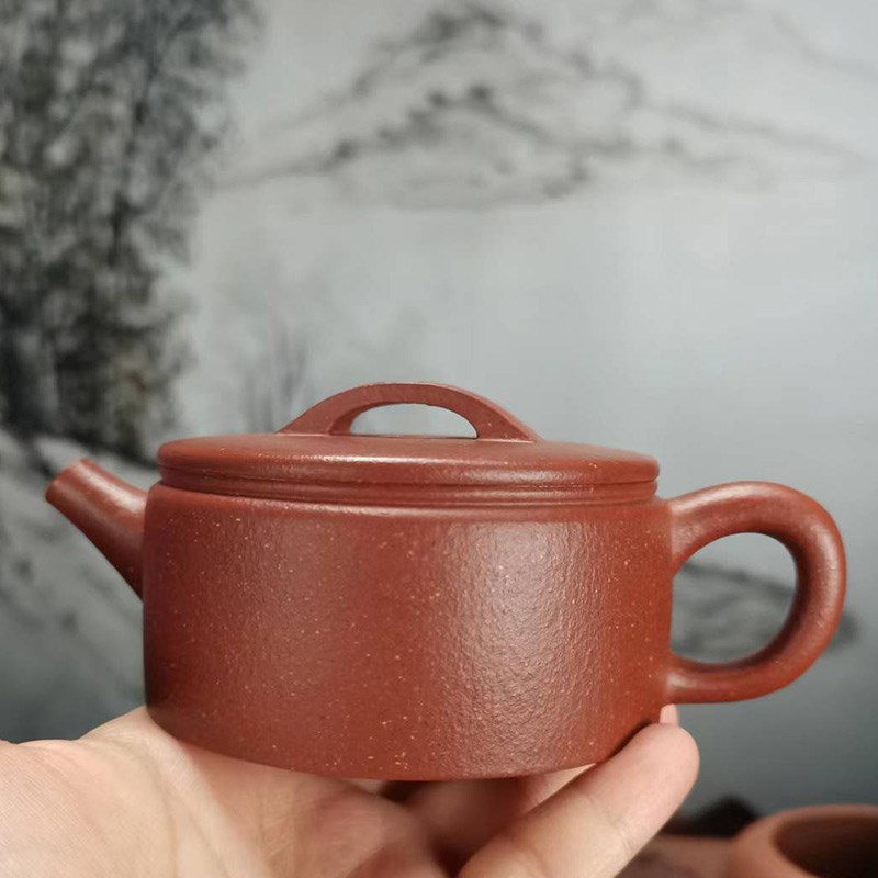 宜兴紫砂壶单壶红降坡汉瓦壶中式家用功夫泡茶壶紫砂茶壶手工茶具