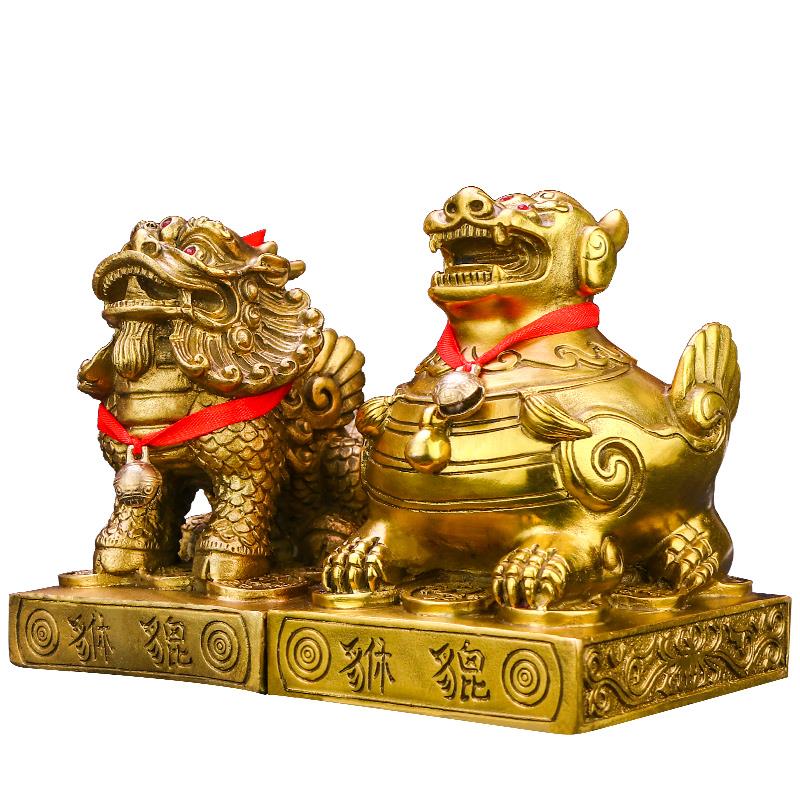 貔貅摆件黄铜一对皮丘客厅玄关卧室办公室走廊大小号家居装饰摆设