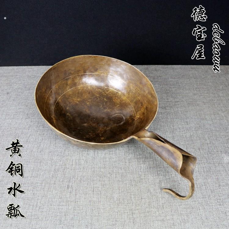 纯铜水瓢 大号铜瓢 铜水勺黄铜大勺铜马勺老式纯手工铜锅铜盆脸盆