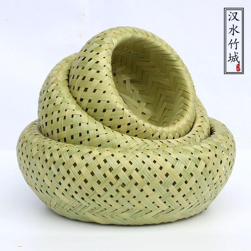 手工竹编制品竹青簸箕农家托盘鸟巢形篮子家用厨房收纳筐馒头竹筐