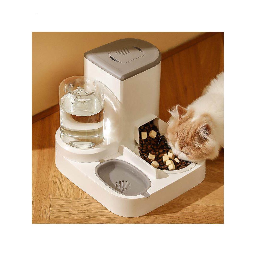 猫咪自动饮水器喂食器猫粮猫食盆宠物饮水机喂猫自助器一体狗喝水