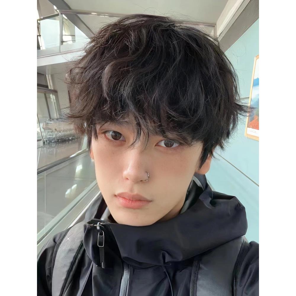 假发男微分碎盖羊毛卷短发自然蓬松莱斯利卷日系男士小卷毛全头套
