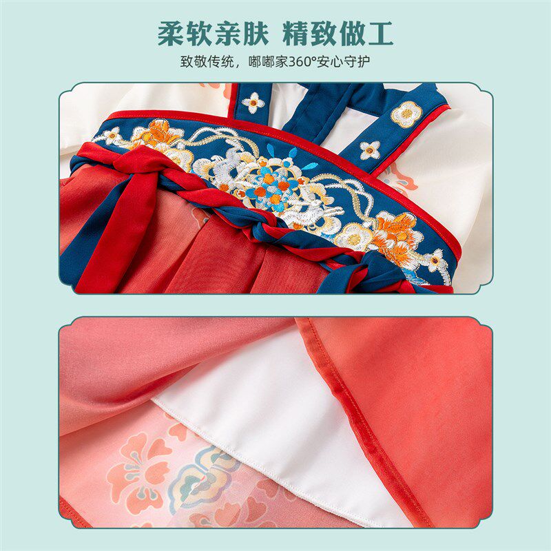 女童古风汉服夏季小女生唐装宝宝夏装裙子国风夏款儿童连衣裙小童