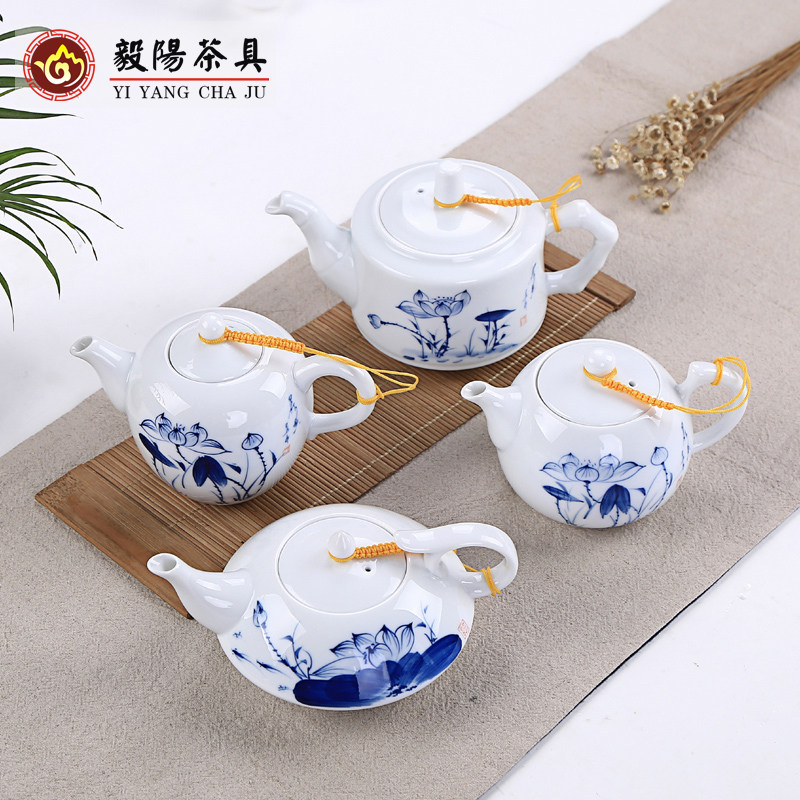 手工绘画陶瓷小号茶壶单壶青花白瓷功夫茶具配件简约家用泡茶器