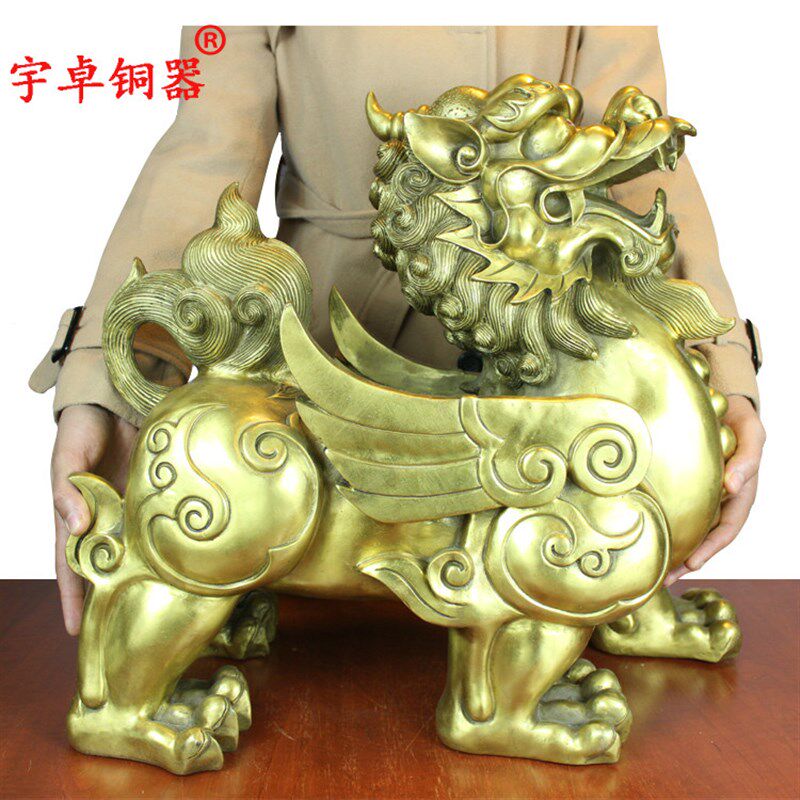 宇卓铜器纯铜貔貅黄铜貔貅铜独角貔貅皮丘工艺品摆件獬豸