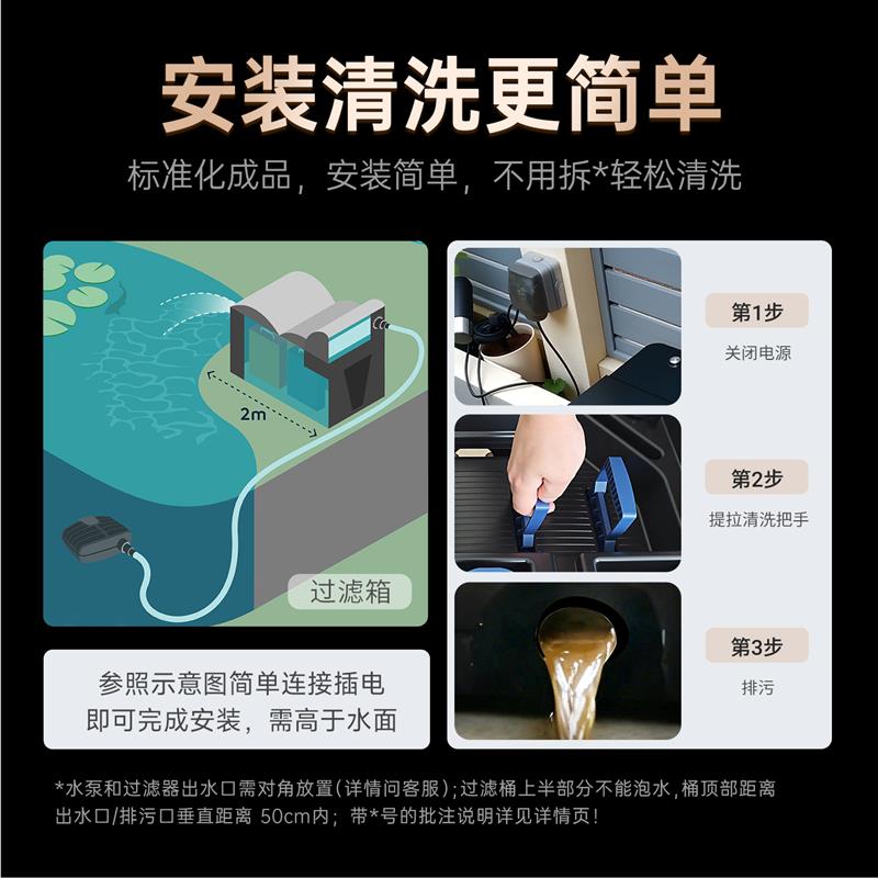 欧亚瑟鱼池过滤器水循环系统过滤箱户外庭院养锦鲤鱼池净化桶设备