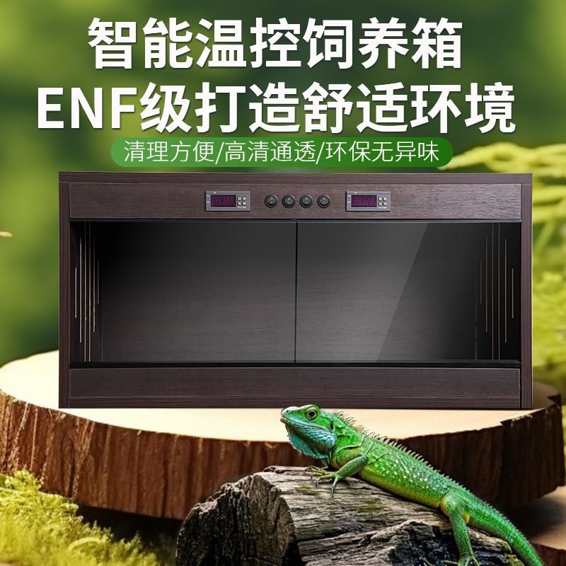 实木双温控陆龟蛇守宫鬃狮蜥蜴芦丁鸡智能恒保温爬宠虫玻璃饲养箱