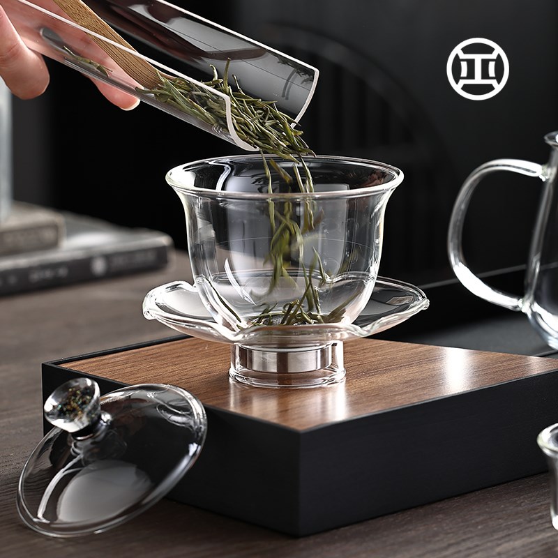 全玻璃功夫茶具耐高温自动冲泡茶器泡茶壶盖碗公道杯滤网懒人专用