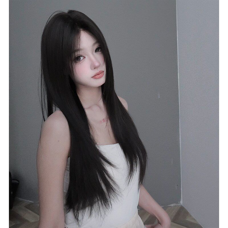 束朵假发女升级款前额蕾丝日常网红高层次碎直发自然逼真全头套式
