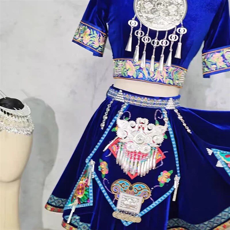 少数民族服装儿童舞蹈服女童三月三苗族瑶族彝族土家族成人演出服