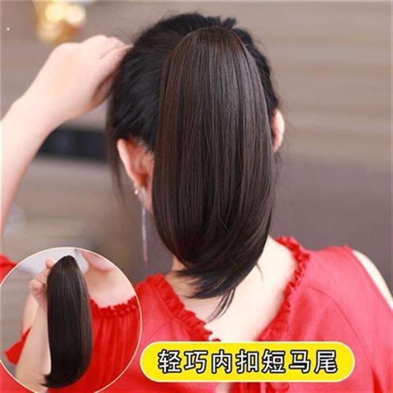 假发尾假头发扎马尾虎口夹短少发量超轻绑式高马尾真发女自然短款