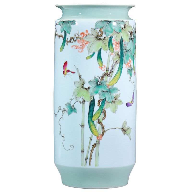 大师手绘陶瓷花瓶景德镇粉彩工艺瓷器装饰品中式客厅酒柜玄关摆件