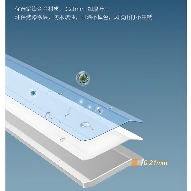 拉绳转棒U型防窥百叶窗帘免打孔卫生间窗户防水浴室遮光厕所百页