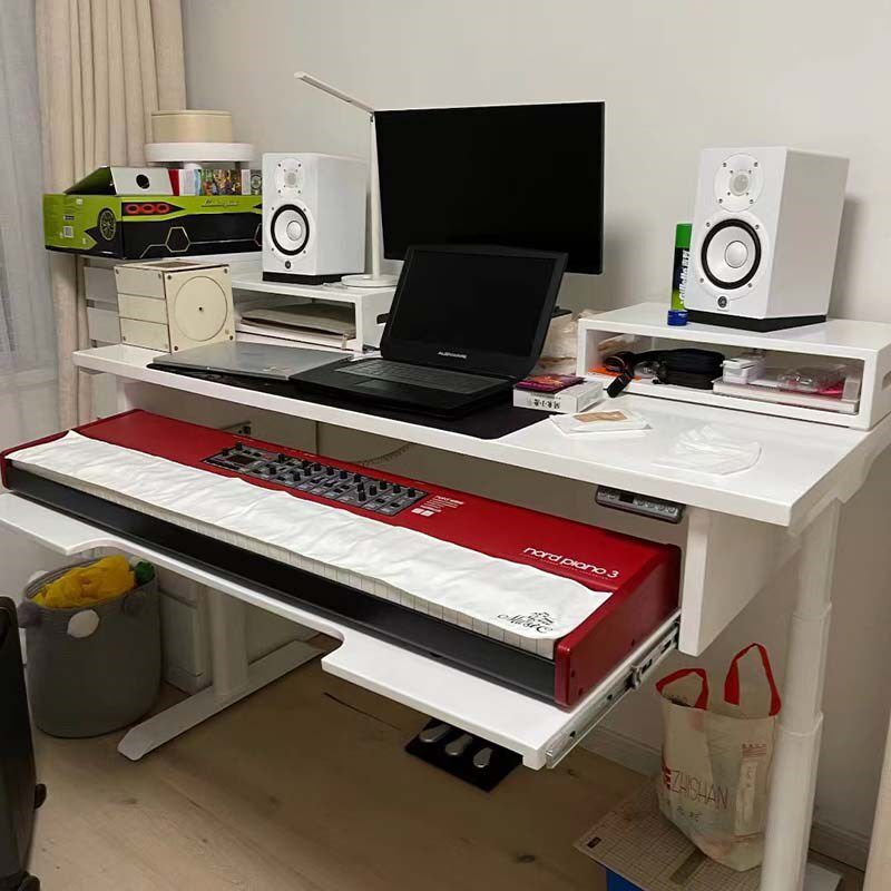 实木电钢琴桌编曲工作台电子琴书桌一体实木架midi键盘音乐编曲桌