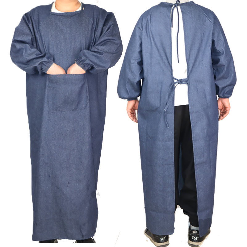 成人搬运牛仔罩衣工作服反穿衣布防护服