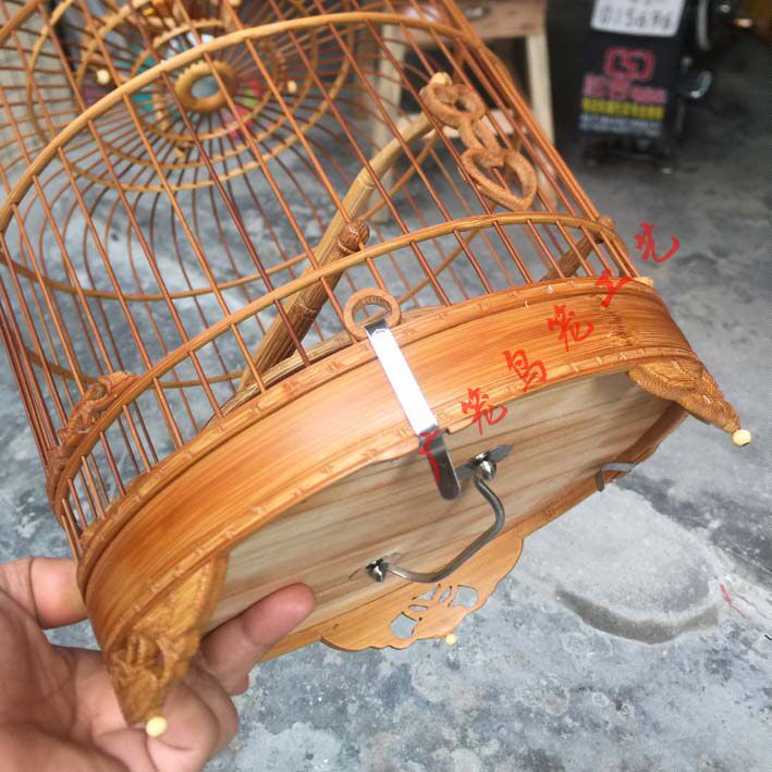 雕花鸟笼竹笼清远广式绣眼笼竹制波笼子万字花广笼金青小黑白燕笼