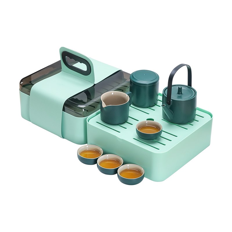 陶瓷旅行茶具套装户外车载便携式快客杯一壶四杯用家简约功夫茶盘