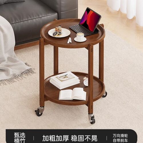 可移动边几客厅沙发边桌小茶几阳台推车小型极简圆桌子收纳置物架