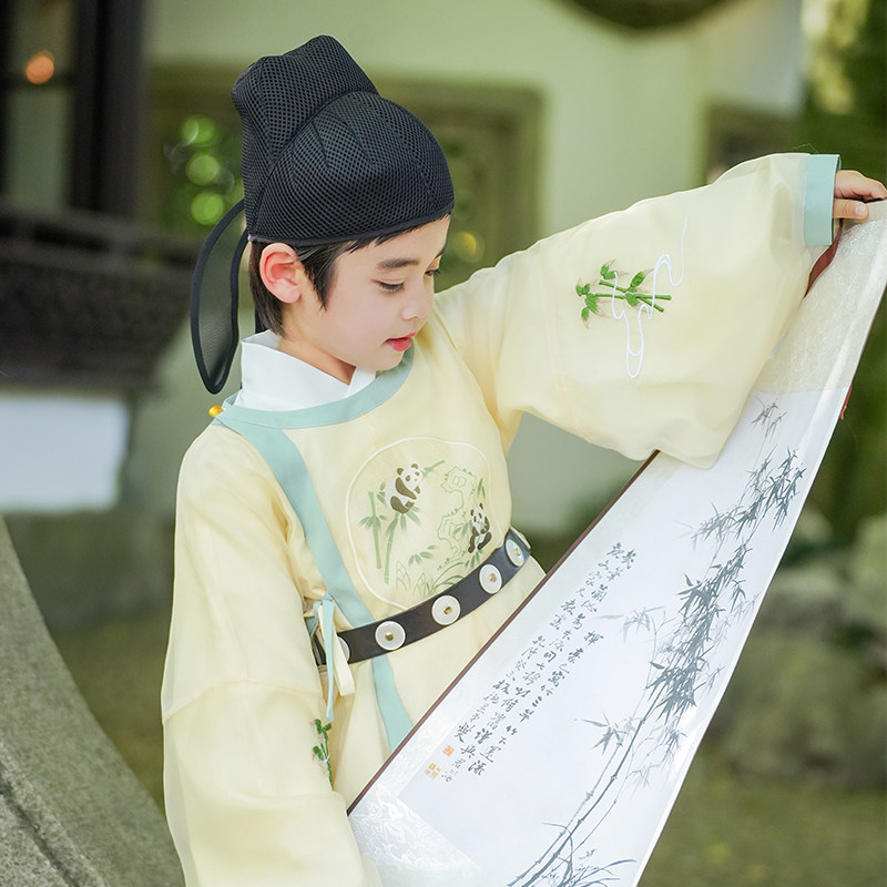 桐花坞汉服男童2024春季新款国学儿童表演服圆领唐装演出汉服套装