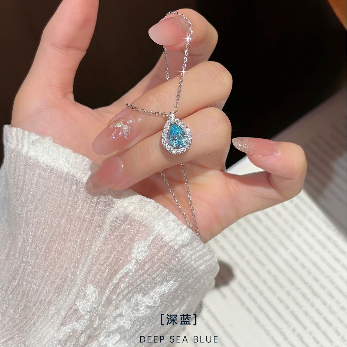 饰柿如意S999纯银满钻锁骨链轻奢