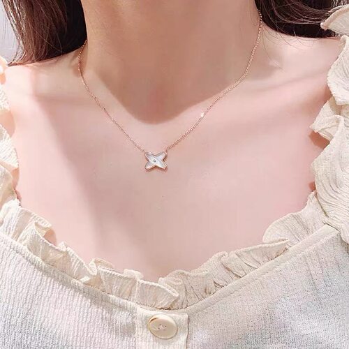 s925纯银交叉项链女轻奢小众设计感锁骨链送女友闺蜜生日礼物