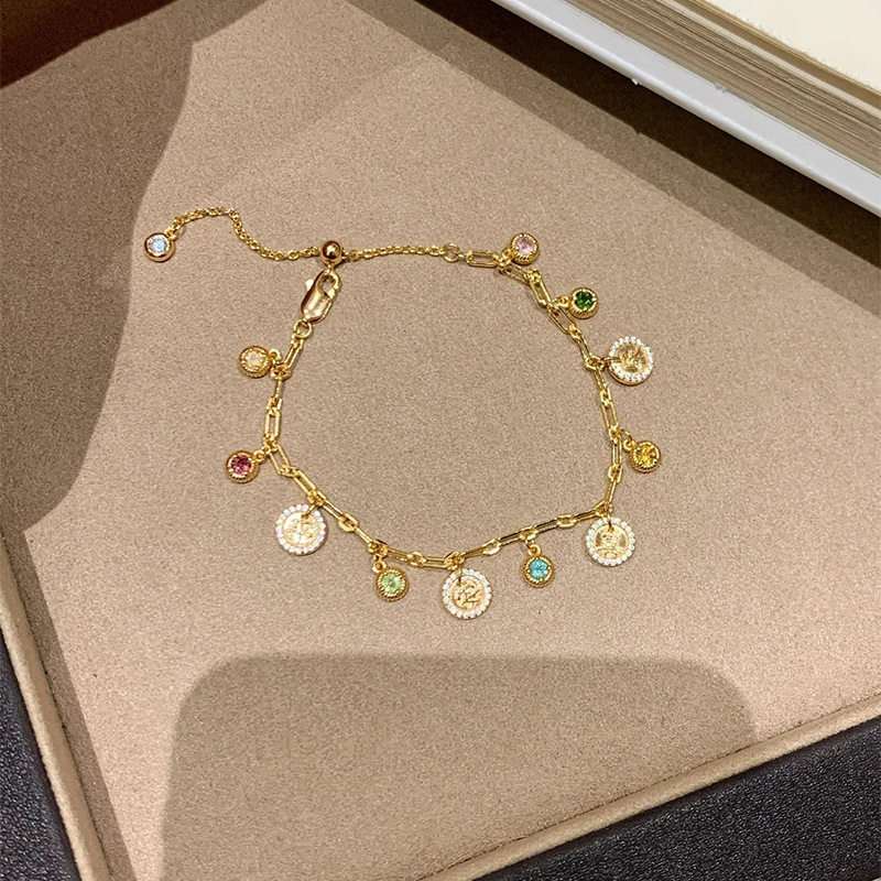 饰柿如意S999纯银中古风碧玺手链