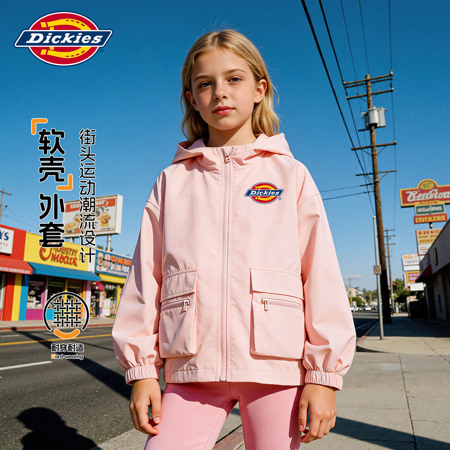 Dickies女童外套春装2026新款小女孩衣服春秋款洋气童装儿童夹克