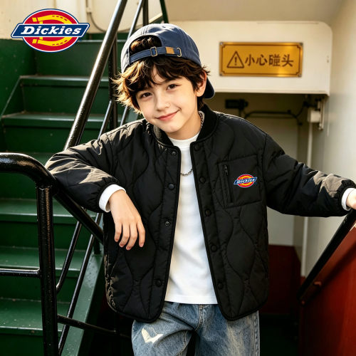 Dickies男童冬季棉服2026新款儿童校服神器内胆冬装男孩黑色棉袄