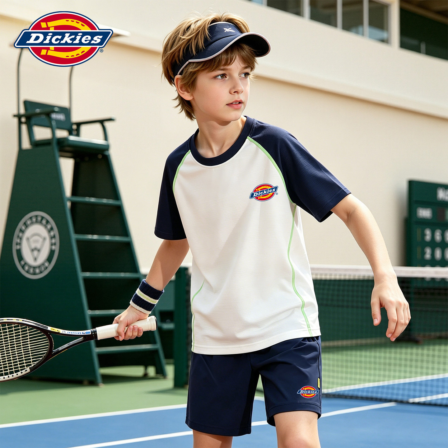 Dickies男童夏季套装2026新款童装短袖短裤速干儿童衣服帅气时尚