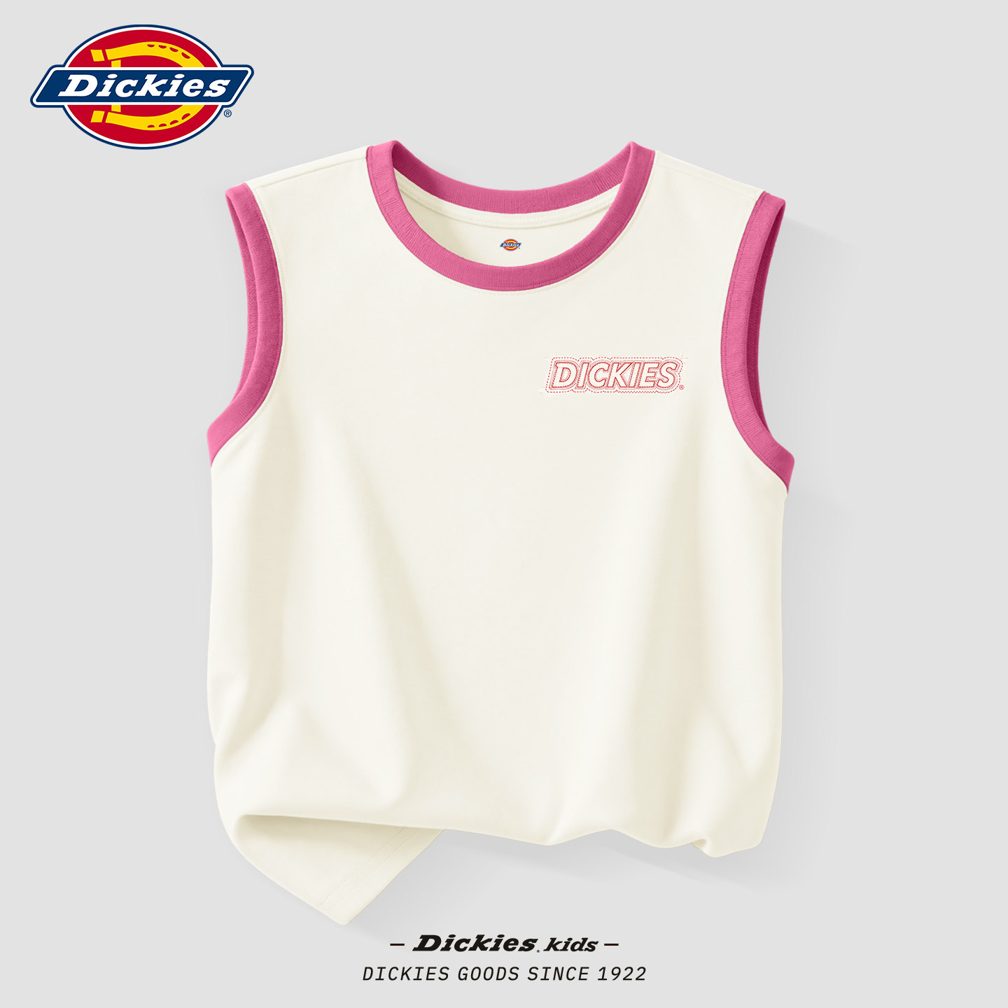 Dickies女童夏季背心外穿2026新款儿童无袖t恤洋气小女孩宽松上衣