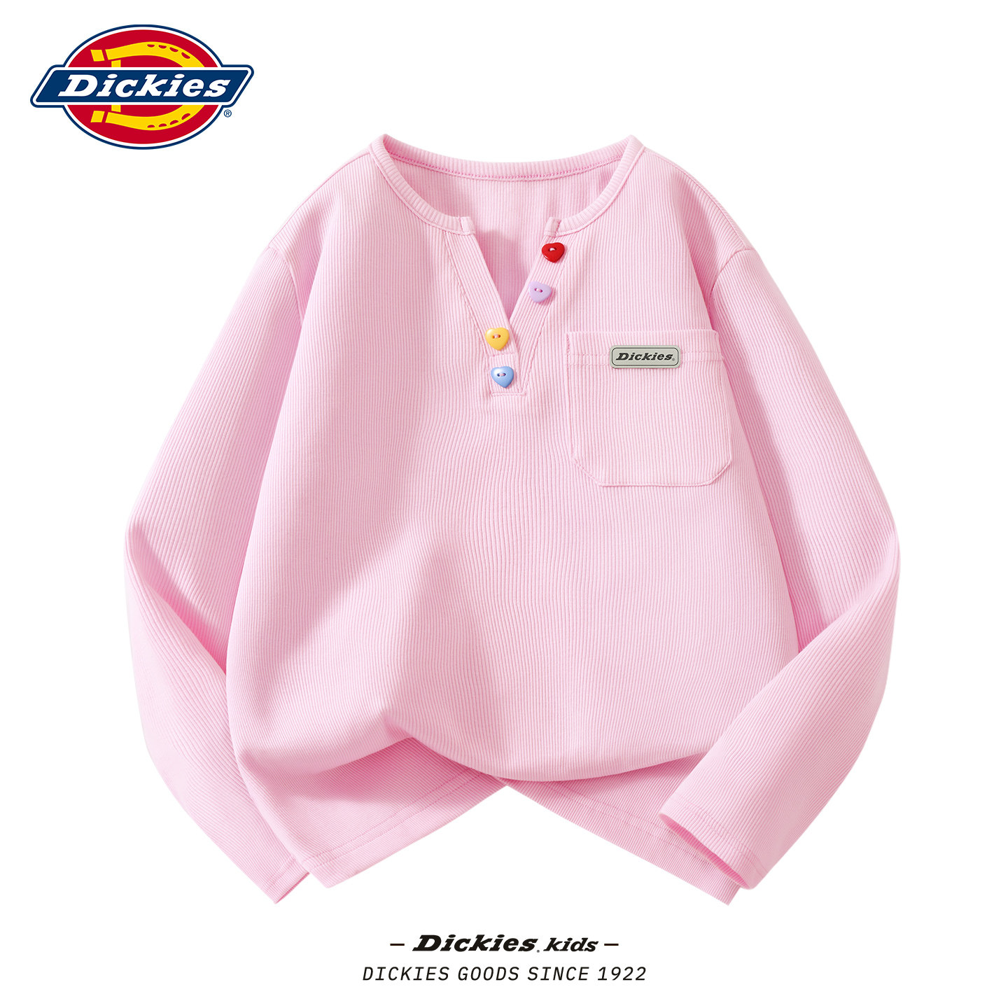 Dickies女童长袖t恤春秋薄款2026新款儿童多巴胺衣服洋气女孩秋装图片