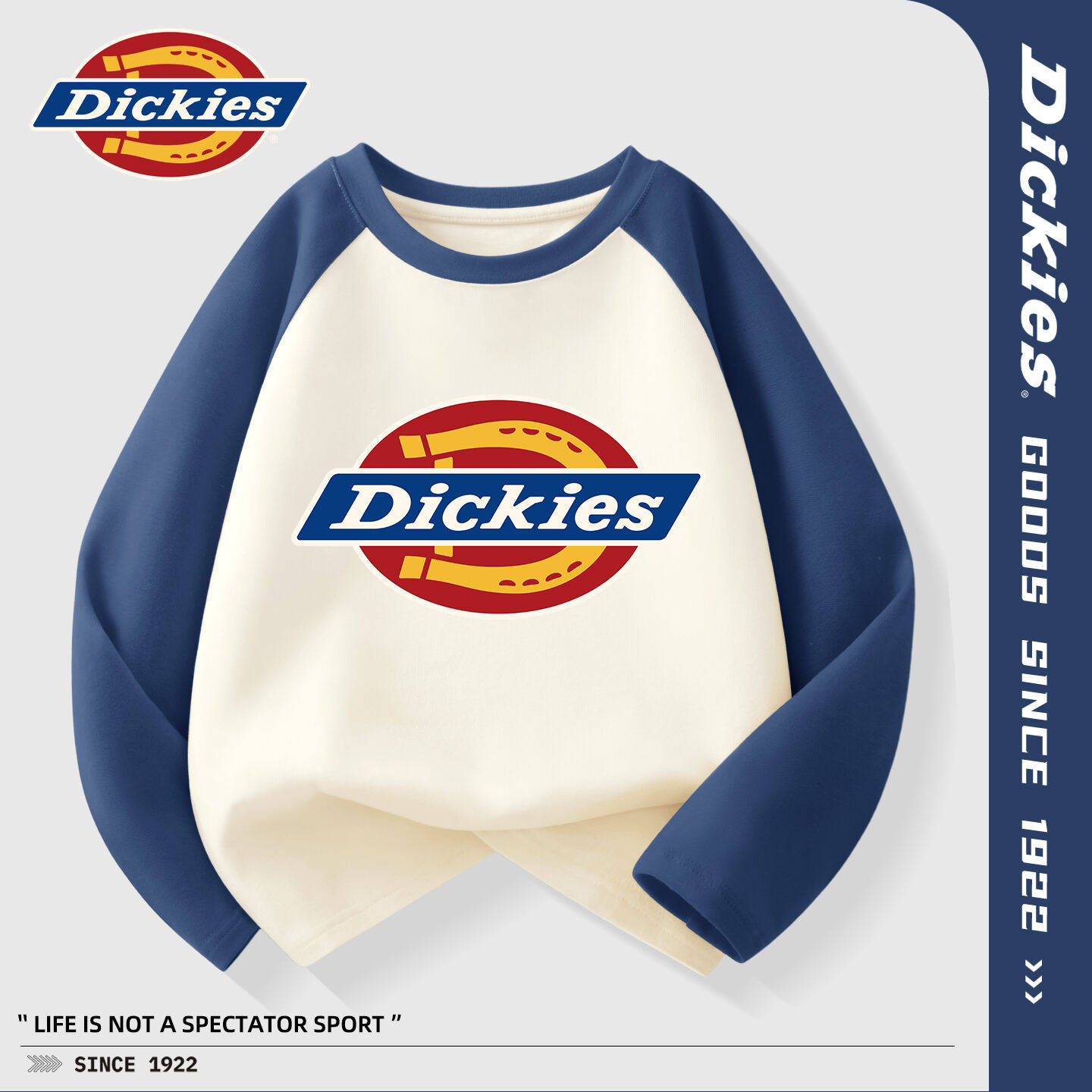 Dickies男童长袖t恤2026新款春秋款童装纯棉上衣儿童春装男孩衣服